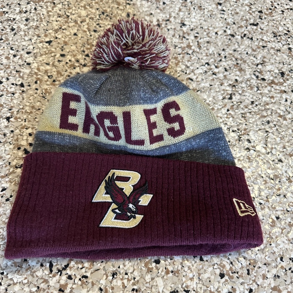 Eagles Knit Beanie with Pom and Logo